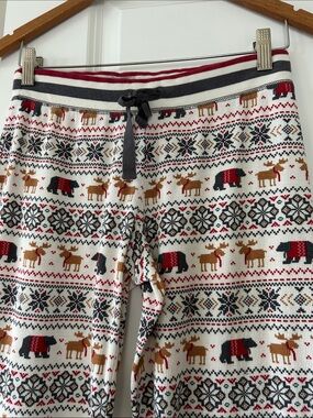 PJ Salvage Moose Bear Fair Isle Waffle Knit PJ Lounge Pants Sz S w MEASUREMENTS